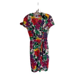 Talbots Albert Nipon Petites Cotton Floral Dress,‎ Size P, Vintage Zipper Back